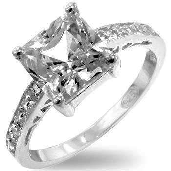 Princess CZ ring in Silver- Size 7-10