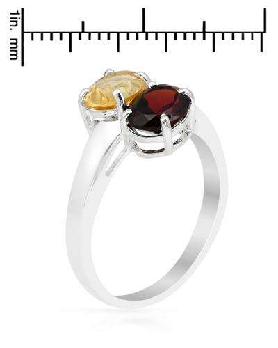 3.12ctw Natural Garnet and Citrine Ring in 925 Sterling Silver- Size 8