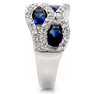 Sapphire and Clear CZ Wave Ring- Size 10
