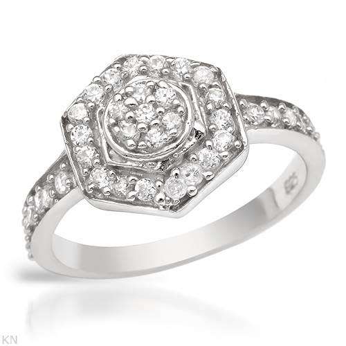 Clear CubicZirconia Ring in 925 Sterling Silver- Size 6