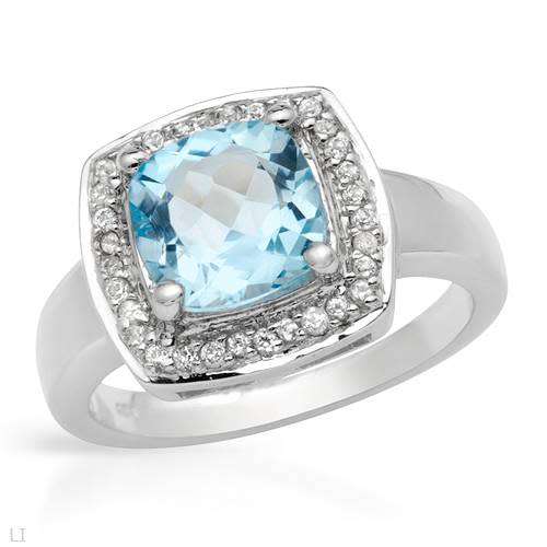 2.83ctw Natural Topaz Halo Ring in Sterling Silver- Size 6
