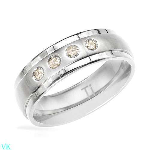 0.15ctw Diamond Titanium Band- Size 10