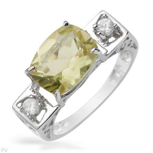 Natural Topaz Trilogy Ring in Silver- Size 7