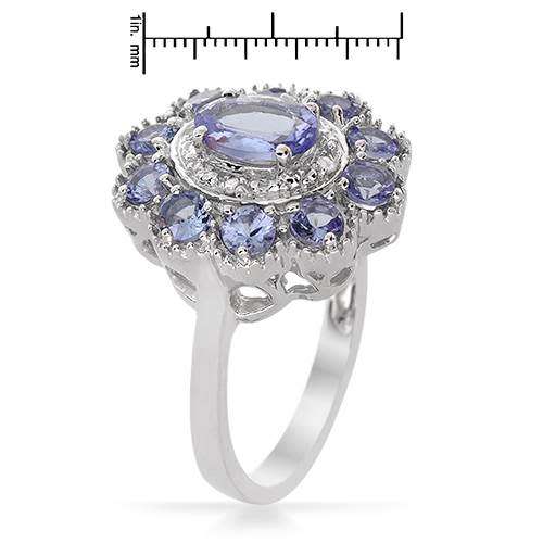 1.77ctw Natural Tanzanite and Diamond Dress Ring in 925 Sterling Silver- Size 7