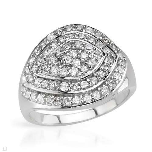 Cluster 3.30ctw CZ Ring in Silver -Size 9