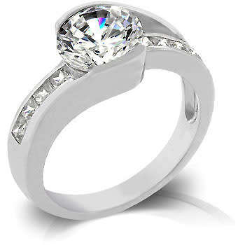 Round cut Clear CubicZirconia Engagement Style Ring- Size 8-10