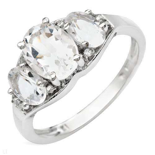 Quartz and Topaz Trilogy Ring in Silver- Size 7