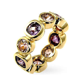 Bezel set gold plated eternity band- Size 6-9