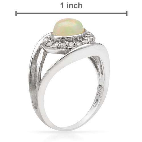 Halo Opal and Topaz Ring in Silver- Size 8/ 9