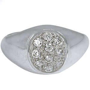 Cluster CZ Signet Ring in Silver- Size 9