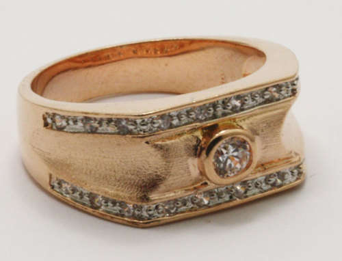 Rose Gold Plated Ring with Clear CZ -Size 8