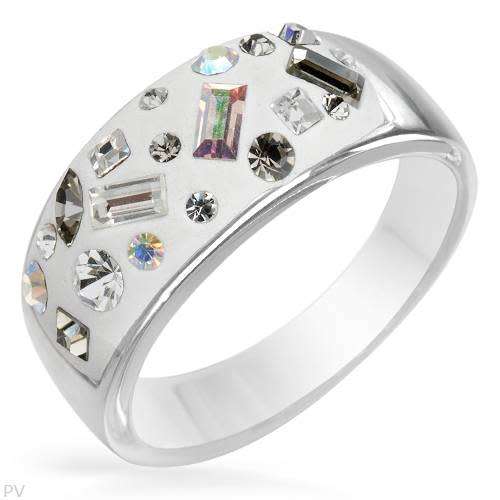 925 Sterling Silver Crystal Dress Ring- Size 9/ 10.5
