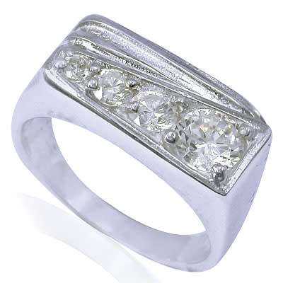 925 Sterling Silver Simulated Diamond Ring- Size 8