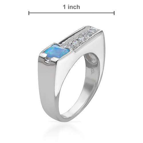 925 Sterling Silver Created Opal Ring- Size 8.5