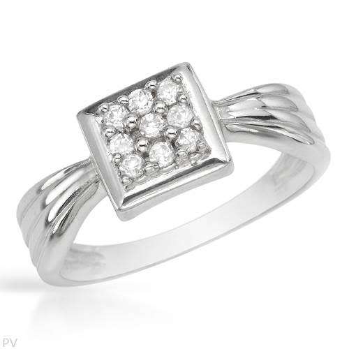 0.35ctw CZ Cluster Ring in Silver- Size 5.5