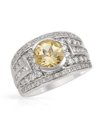 3.38ctw Beryl and CubicZirconia Wedding Ring in 925 Sterling Silver- Size 7