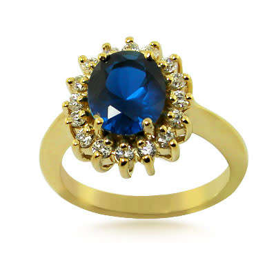 925 Sterling Silver Royal Inspired 18K Gold Plated Ring- Size 8-10