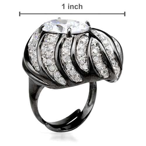 CZ Adjustable Flower Dress Ring- Size 7, 8.5