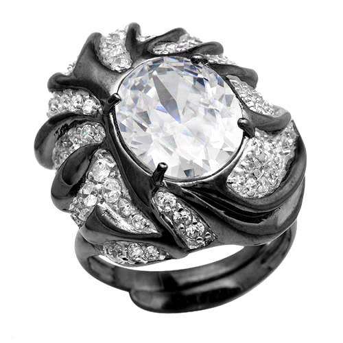 CZ Adjustable Flower Dress Ring- Size 7, 8.5