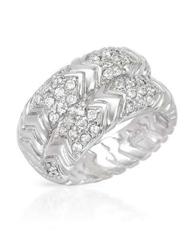 0.81ctw CZ Cross-over style band in Silver- Size 8