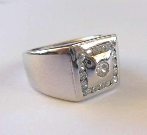 0.73ct CZ Men`s Ring in 925 Sterling Silver- Size 11