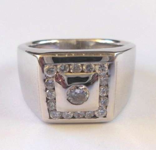 0.73ct CZ Men`s Ring in 925 Sterling Silver- Size 11