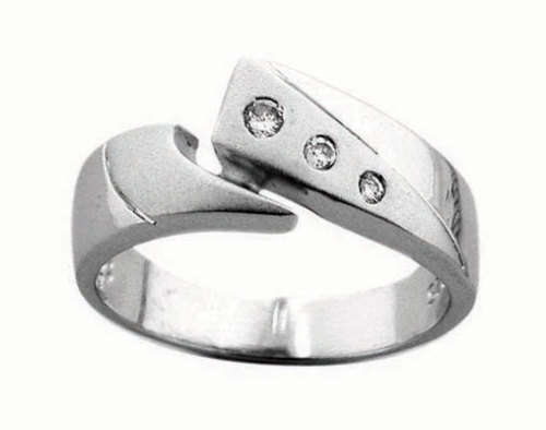 0.07ctw CZ Band with partial Matt Finish in Silver- Size 8-10