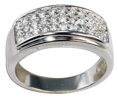 0.33ctw CZ Cluster Band in Silver Size 8-10