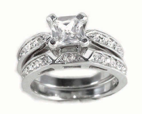 1.50ctw Wedding Set in 925 Sterling Silver Size 7-9