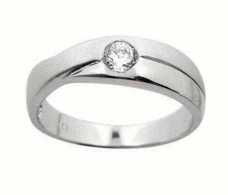 0.10ct CZ Band with partial Matt Finish in Silver Size 7-9