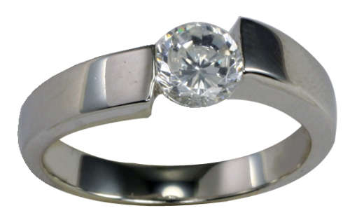 0.63ctw CZ Channel set Ring in Silver Size 8, 9
