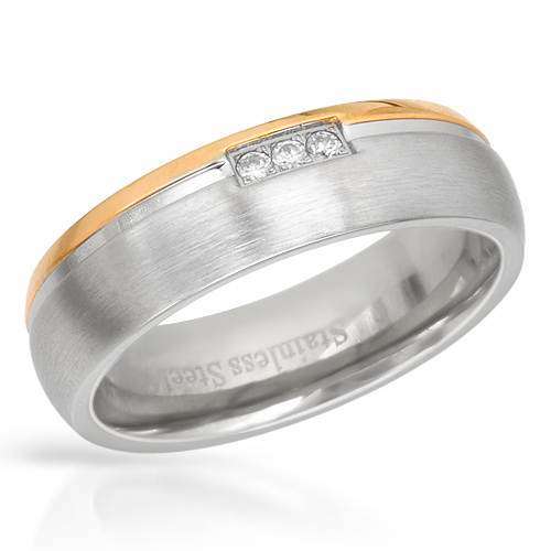 0.08ctw CZ Stainless Steel Band- Size 12