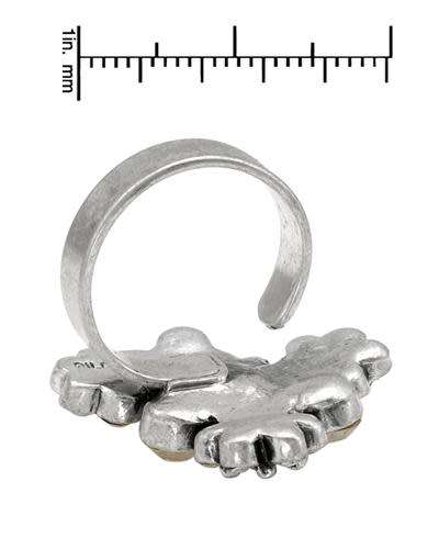 Floral Base Metal Dress Ring with Crystals- Adjustable