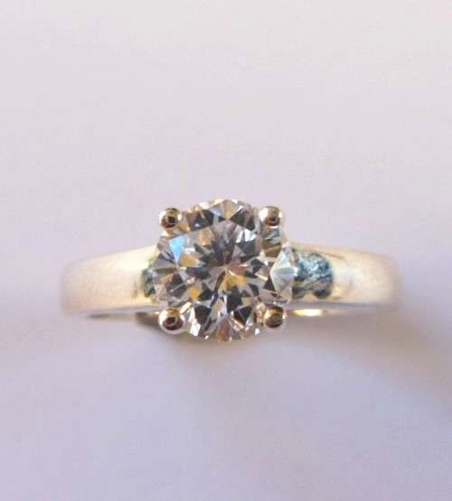 1ct CZ Solitaire Ring in 925 Sterling Silver- Size 7