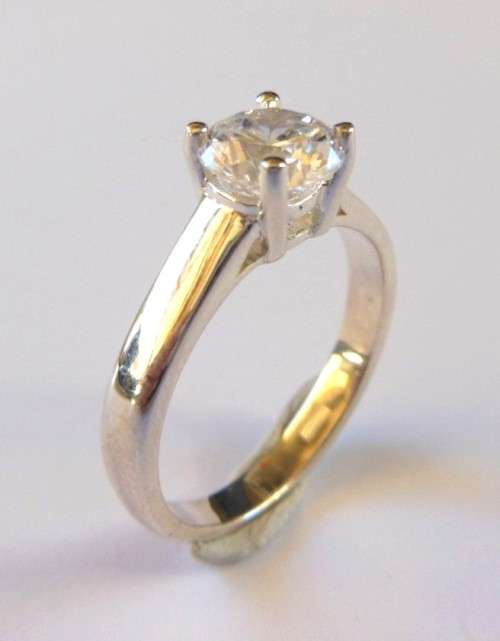 1ct CZ Solitaire Ring in 925 Sterling Silver- Size 7