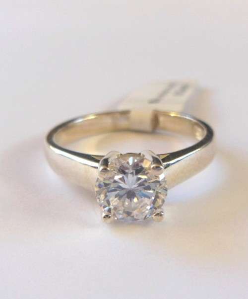 1ct CZ Solitaire Ring in 925 Sterling Silver- Size 7