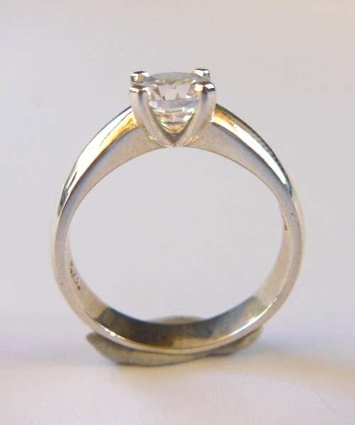 0.75ct CZ Solitaire Ring in Silver- Size N