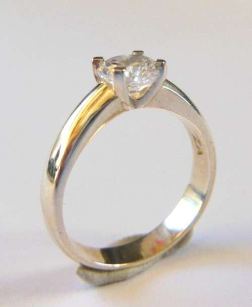 0.75ct CZ Solitaire Ring in Silver- Size N
