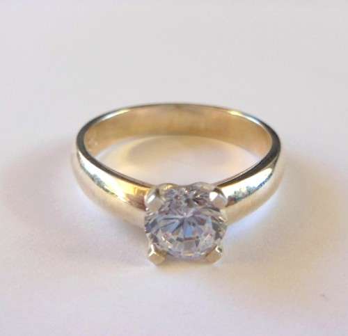 0.75ct CZ Solitaire Ring in Silver- Size N