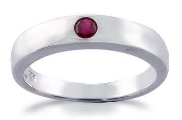 925 Sterling Silver Ruby Colour CZ Band -Size 8