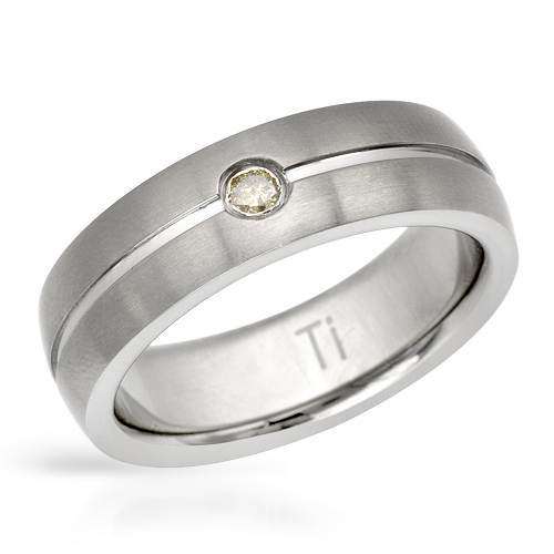 0.12ctw Natural Diamond Wedding Band in Titanium- Size 10