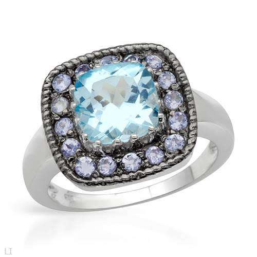 2.98ctw Natural Tanzanite and Topaz Ring- Size 7