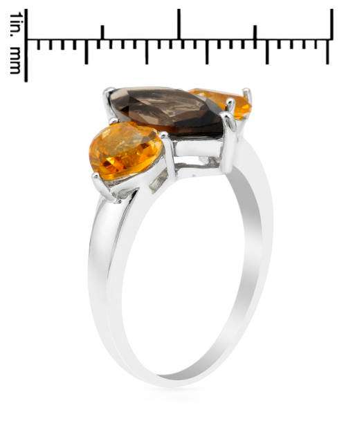 Brown Topaz and Citrine Ring in Silver- Size 7