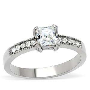 0.55ctw CZ Princess Ring in Stainless Steel Size 7