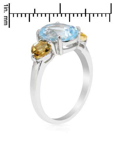 Natural Citrine and Topaz Trilogy Ring in Silver- Size 6