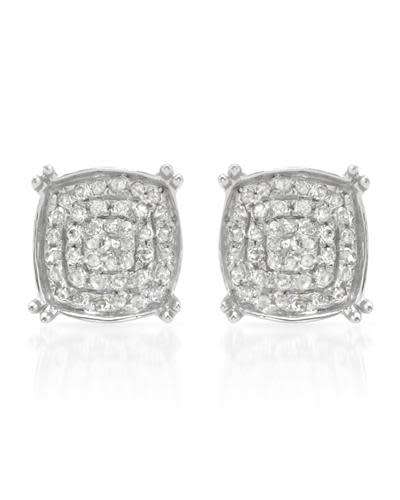 0.46ctw Diamond Cluster Stud Earrings in Silver