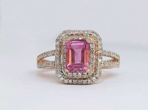 0.94ct Tourmaline and Diamond Ring in 14K Rose Gold