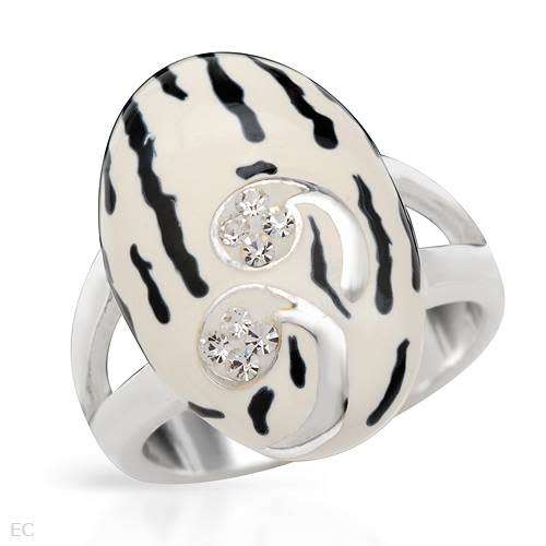 925 Sterling Silver Crystal Dress Ring- Size 6/ 8