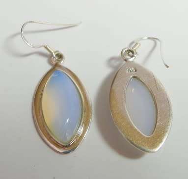 Simulated Moonstone Drop Earrings in Silver