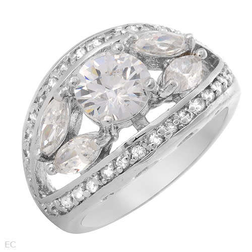 5.65ctw CZ Sterling silver flower Ring- Size 8